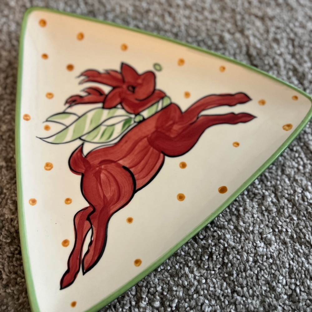 RARE Gail Pittman Reindeer Holiday Salad Plate